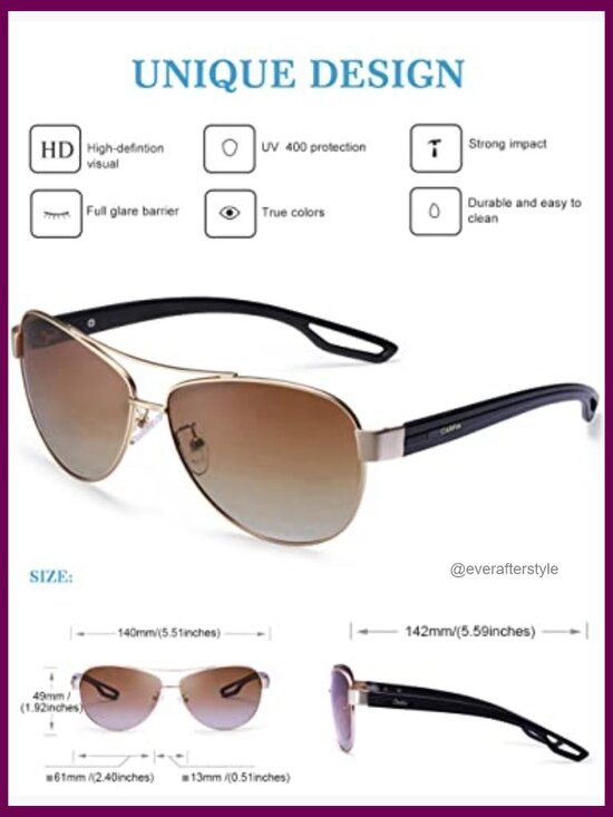 Polarized Sunglasses Metal Frame UV Protection Driving Glasses